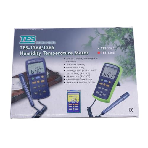 TES-1365 Temperature Humidity Meter Thermometer Hygrometer Datalogging Range -4°F~140°F/10% RH~95% RH Sampling Rate 1 Times/s