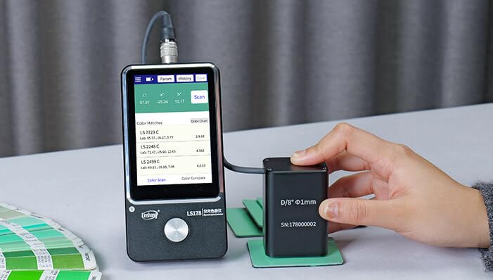 LS178 Portable Spectrophotometer 1mm Small Aperture Split Probe Color Analyzer Touch Screen Color Difference Meter with APP and Software