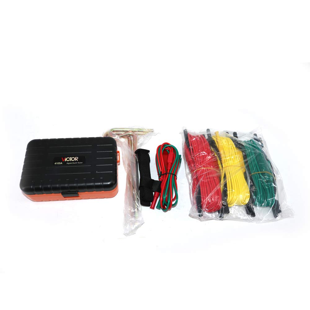 Graigar Victor 4105A Digital LCD Ground Earth Resistance Tester Meter Current 200V Tester VC4105A Digital Earth Ground Resistance Tester Meter Resistivity Tester Earth Electrical Meter 20Ω-2000Ω