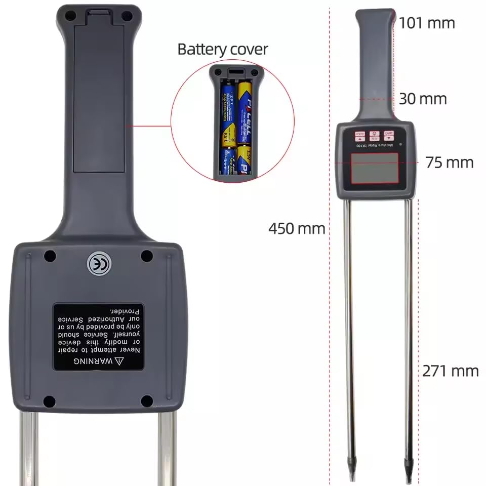 TK100 Moisture Measuring Device Fiber Material Testing Portable Humidity Tester Meter for Corn Hay Straw Bran Oats Rapeseed Rough Rice Fibre Bales