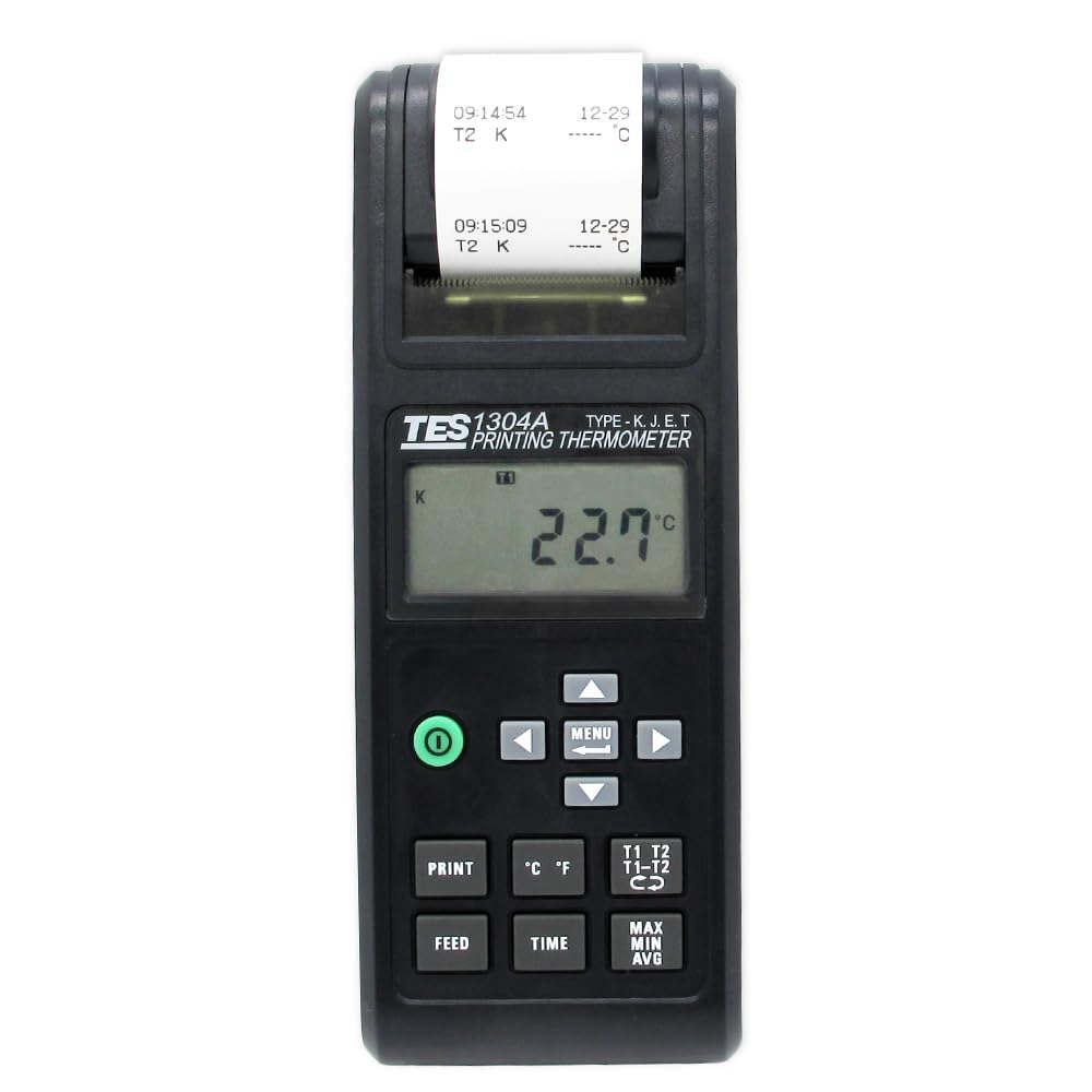 New TES-1304A K/J/E/T Type Printing Thermometer Dual Channels Thermocouple Temperature Meter