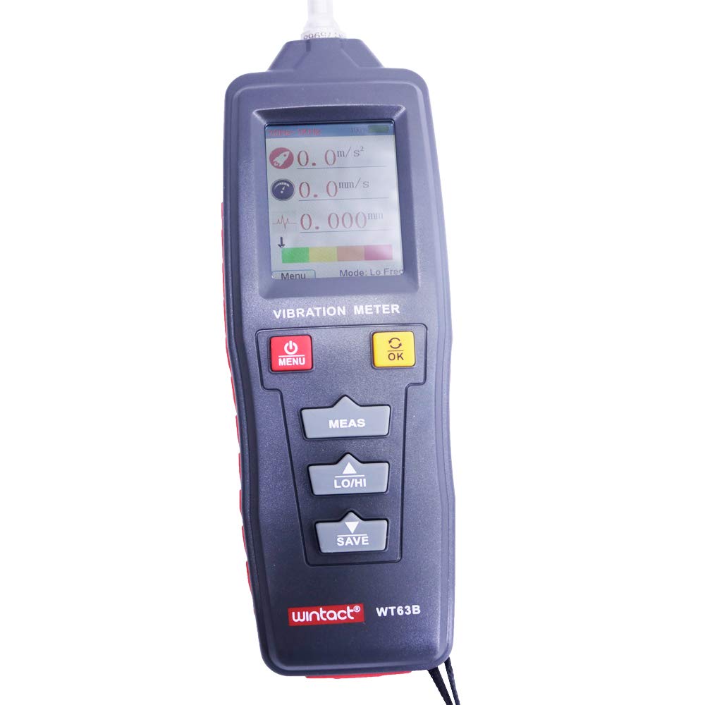WT63B Digital Vibration Meter Vibrator Meter with LCD Back Light Function Velocity Range 0.1~1999.9m/s^2