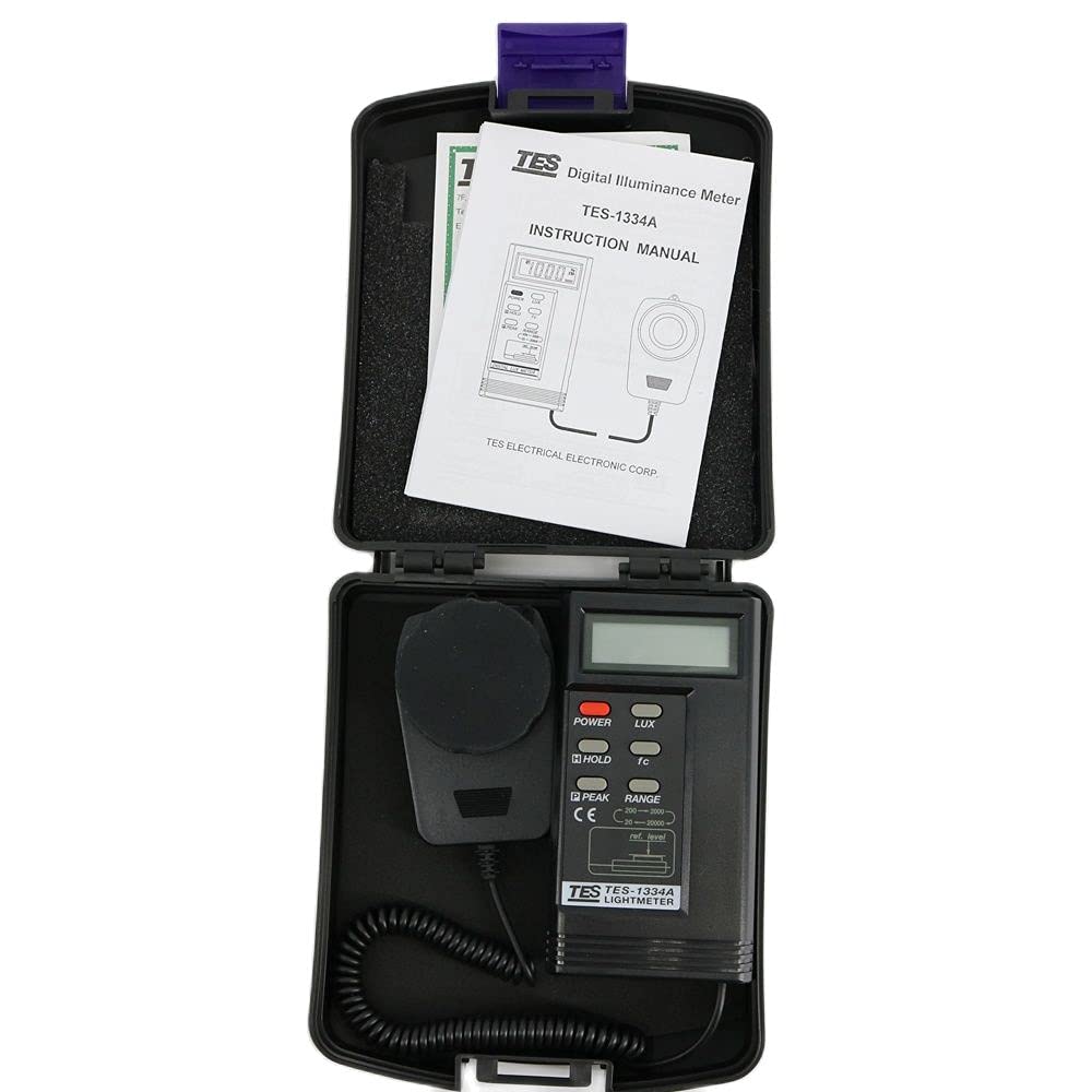 TES-1334A Digital llluminance Meter Lightness Tester Lux Meter 20/200/2000/20000 Lux Footcandle Brightness Tester