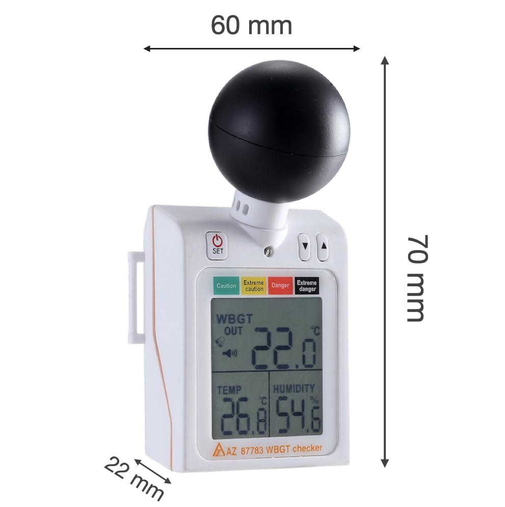 AZ87783 Wearable Heat Stress Prevention WBGT Checker Heat Stress Index Tester Temperature and Humidity Meter