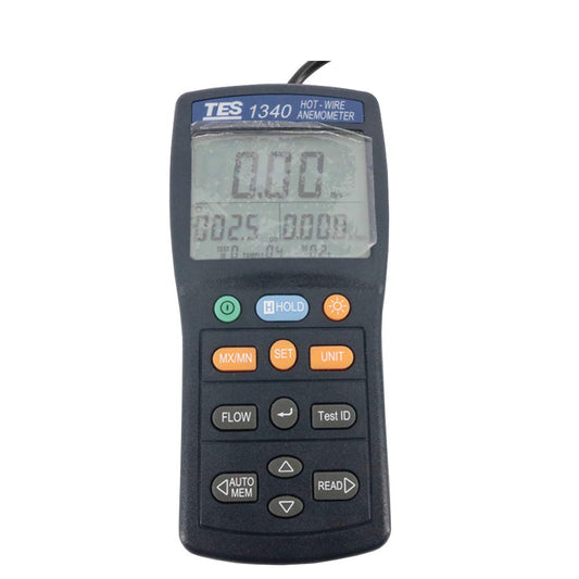 Graigar TES-1340 Hot Wire Thermo Anemometer TES1340 HVAC Air Flow Velocity Tester Air Wind Flow Meter