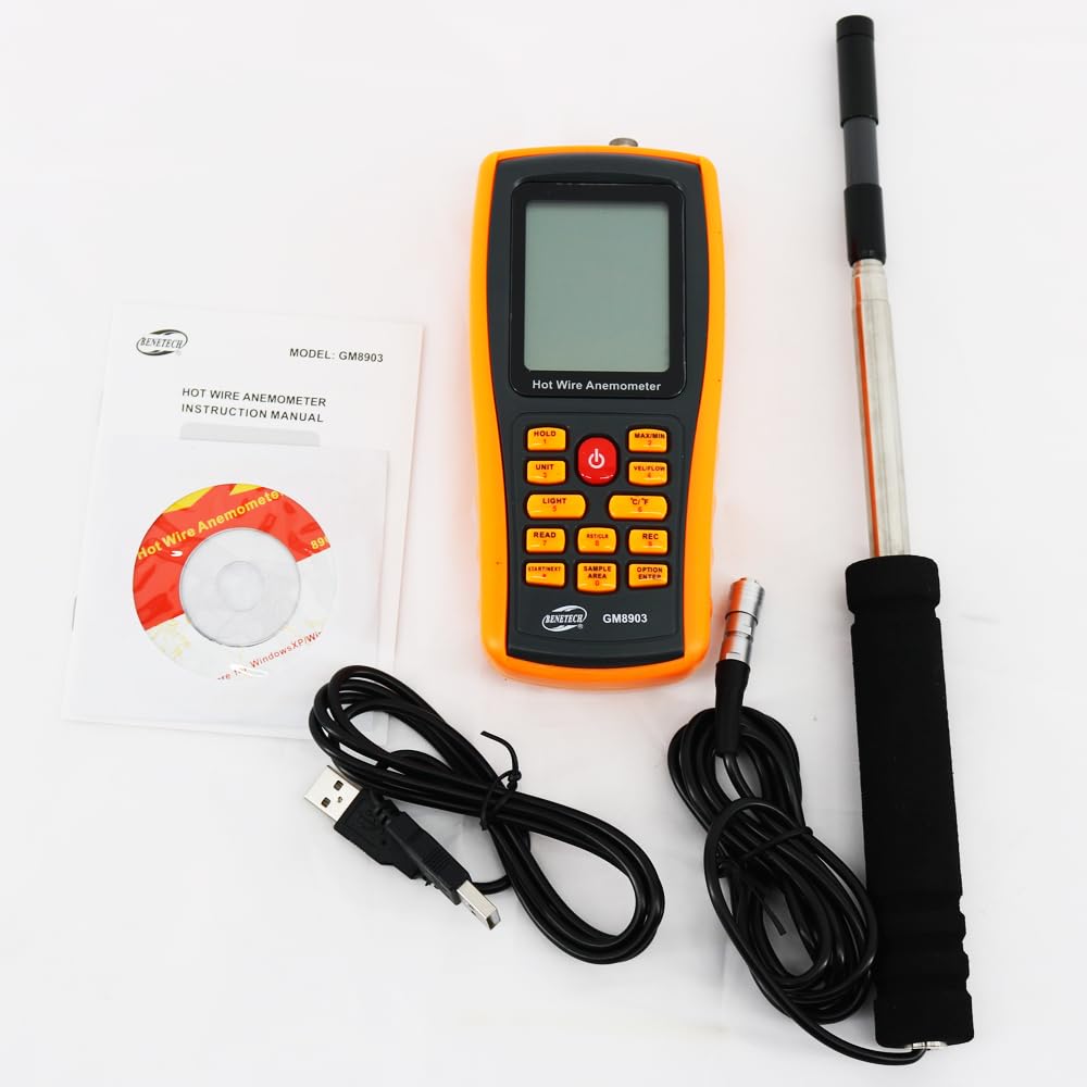 GM8903 Portable Hot Wire Digital Anemometer Air Temperature Meter Wind Speed Flow Tester