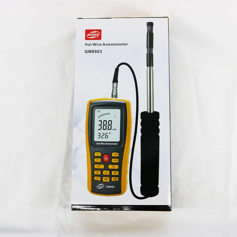 GM8903 Portable Hot Wire Digital Anemometer Air Temperature Meter Wind Speed Flow Tester