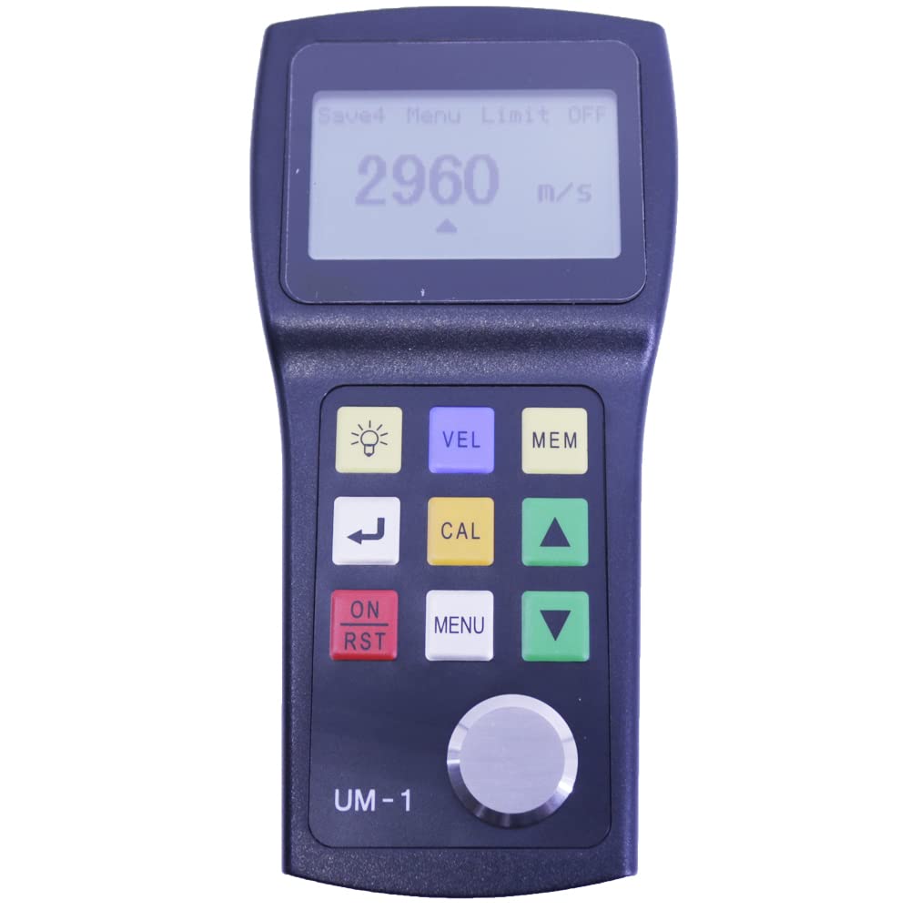 UM-1 Digital Ultrasonic Thickness Gauge 0.1mm Resolution P-E Mode Thickness Tester 0.8mm-100mm with PT-08 Probe