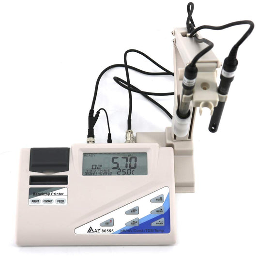 AZ86555 Benchtop Water Quality Meter pH/ORP/Cond./TDS/Salinity Tester with Printer Digital Water Analyzer