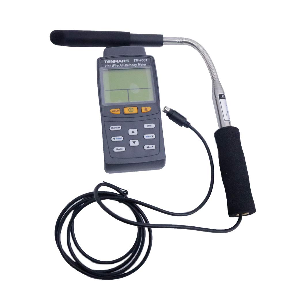 TENMARS TM-4001 Digital Hot Wire Anemometer Air Flow Air Velocity Temperature Tester with 1.5M Cable Probe