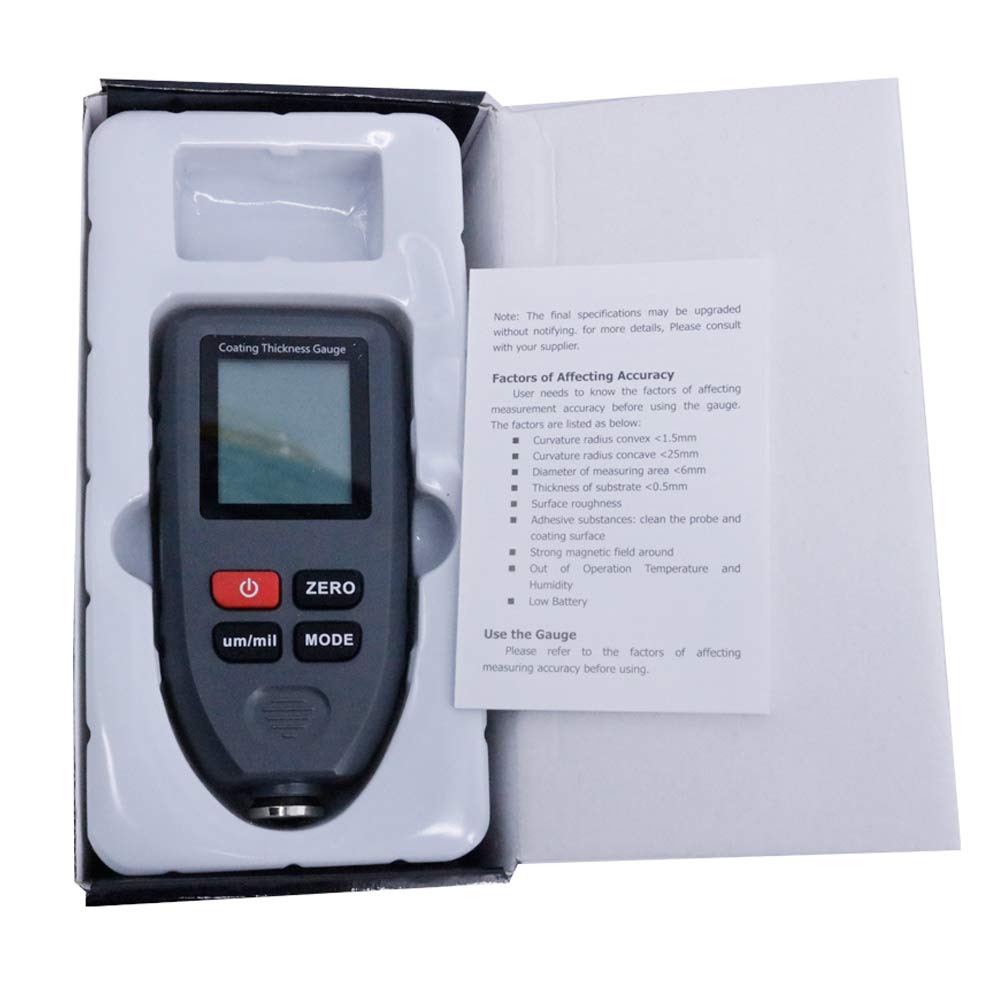 Graigar Digital Coating Thickness Gauge TC100 Paint Coating Thickness Meter Fe/NFe 0-1.25mm with LCD Display Electroplate Feeler Tester