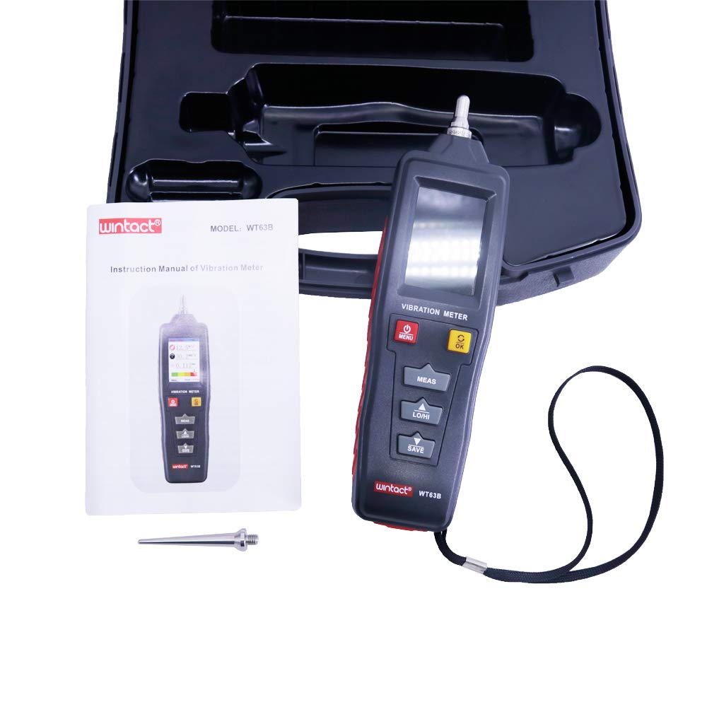 WT63B Digital Vibration Meter Vibrator Meter with LCD Back Light Function Velocity Range 0.1~1999.9m/s^2