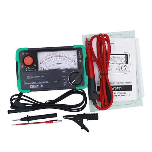 Kyoritsu3431 Analogue Insulation Resistance Testers 3 Range Insulation Tester Test Voltage 250V 500V 1000V KEW3431