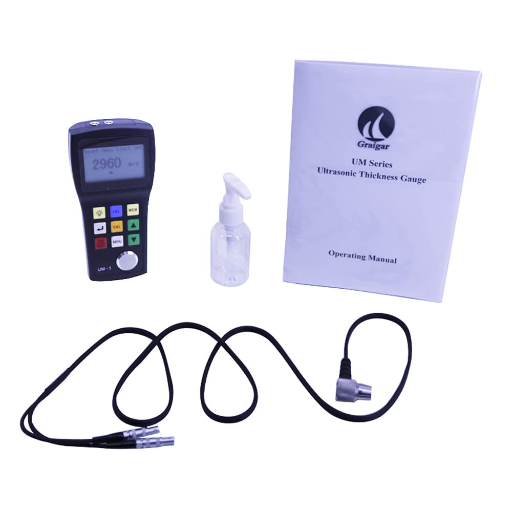 UM-1 Digital Ultrasonic Thickness Gauge 0.1mm Resolution P-E Mode Thickness Tester 0.8mm-100mm with PT-08 Probe