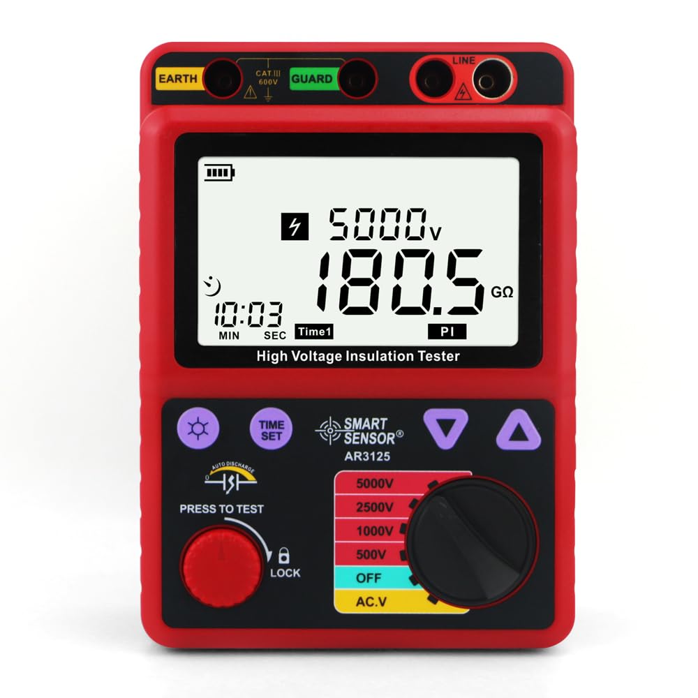 Smart Sensor AR3125 High Voltage Insulation Tester 5000V Digital Resistance Meter 0.0MΩ~1000GΩ