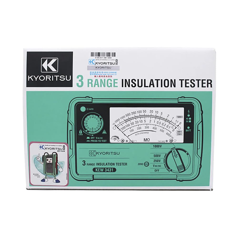 Kyoritsu3431 Analogue Insulation Resistance Testers 3 Range Insulation Tester Test Voltage 250V 500V 1000V KEW3431
