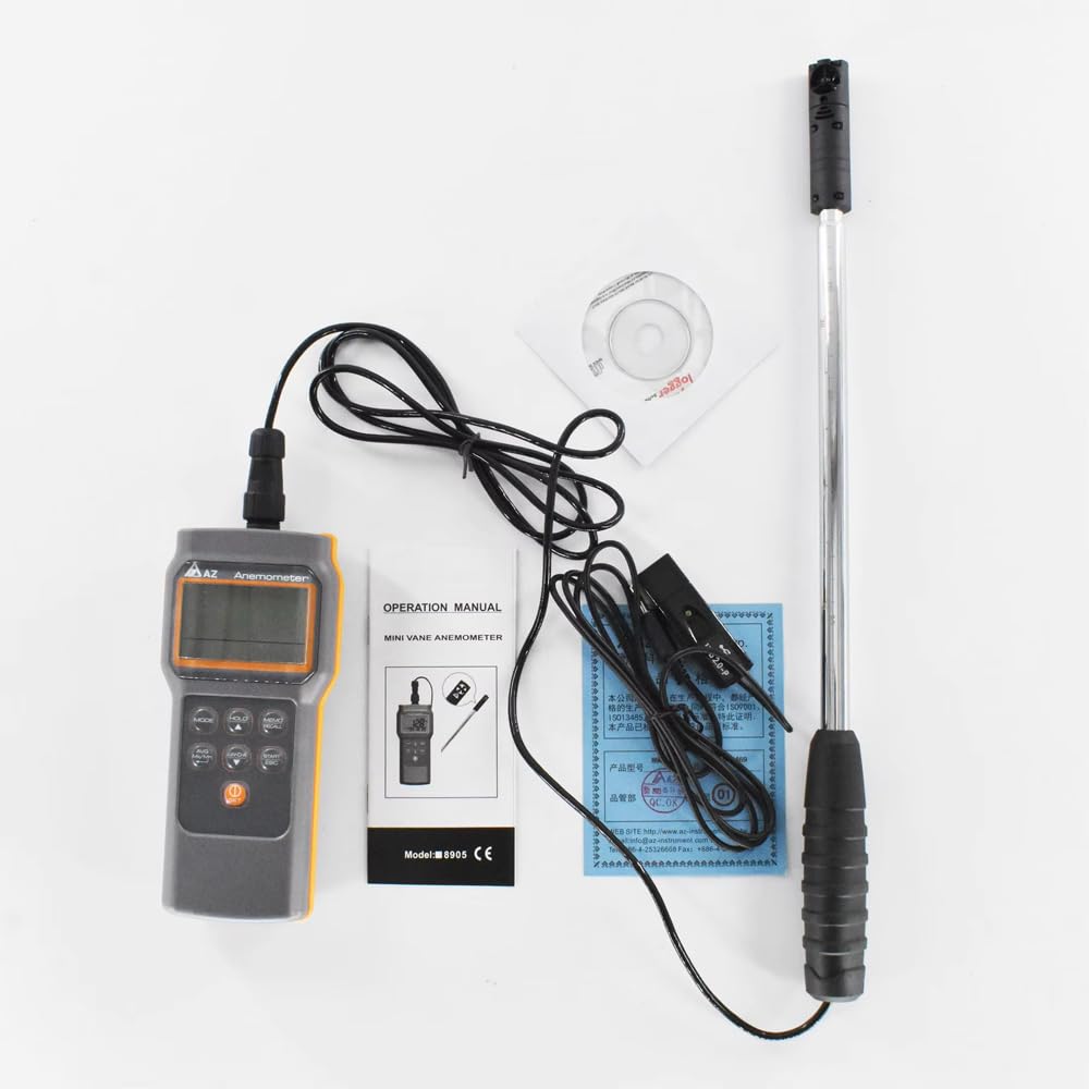 AZ8905 Digital HVAC Mini Vane Anemometer Wind Speed Air Flow Meter Air Velocity Tester Range 0.5~20m/s