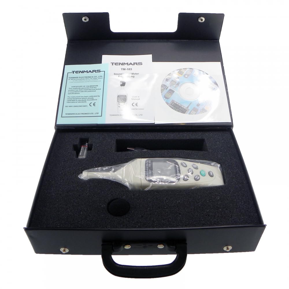 Tenmars TM-103 Sound Level Meter Noise Meter with Datalogging Frequency Range 31.5Hz~8KHz