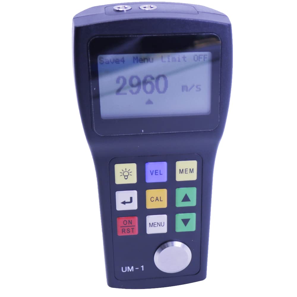 UM-1 Digital Ultrasonic Thickness Gauge 0.1mm Resolution P-E Mode Thickness Tester 0.8mm-100mm with PT-08 Probe