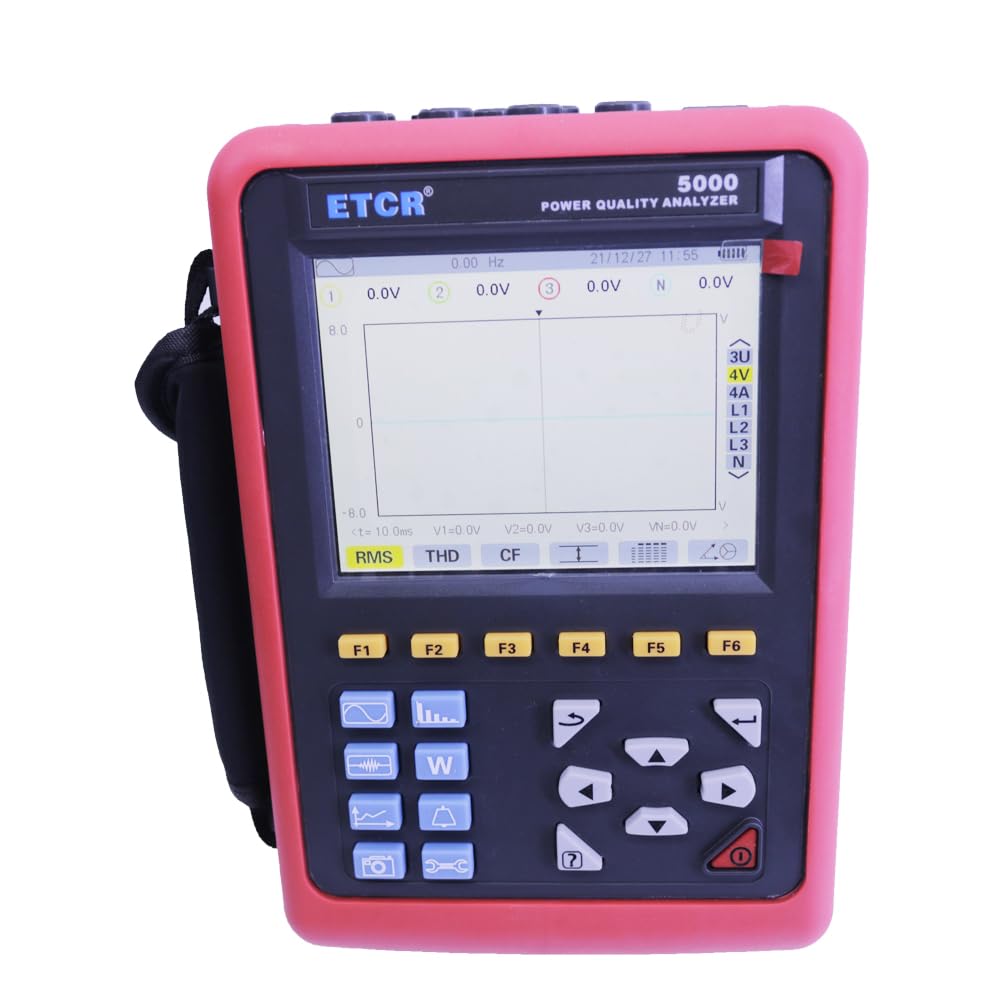 ETCR5000 Power Quality Analyzer Multi-Functional 3 Phase Power Analyzer with 300F Flexible Coil Current Sensor Current Range 10A ~ 6000A