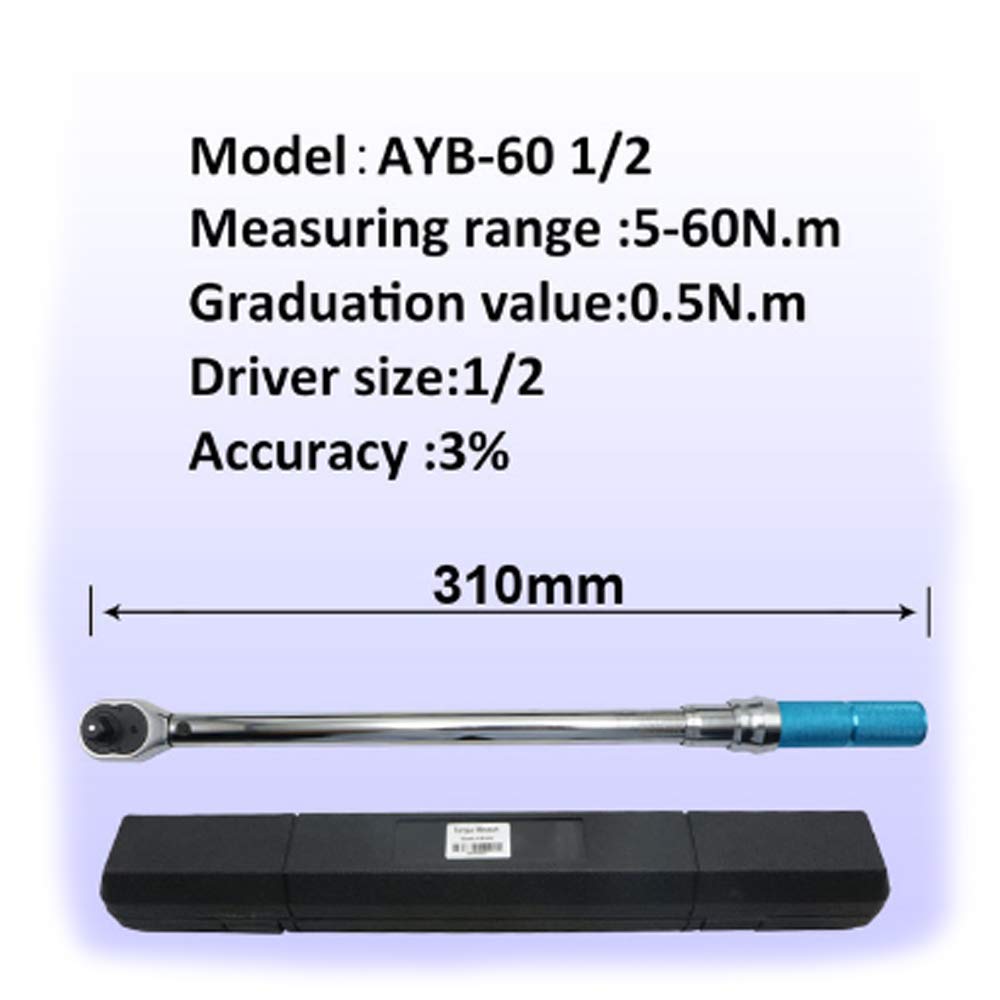 Graigar AYB-60 Preset Torque Wrench Range 5-60N.m 1/2" Drive Bicycle Repair Tool