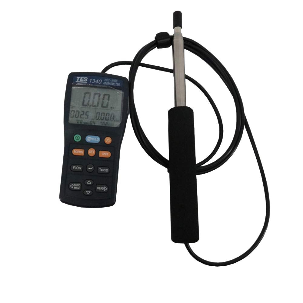 Graigar TES-1340 Hot Wire Thermo Anemometer TES1340 HVAC Air Flow Velocity Tester Air Wind Flow Meter
