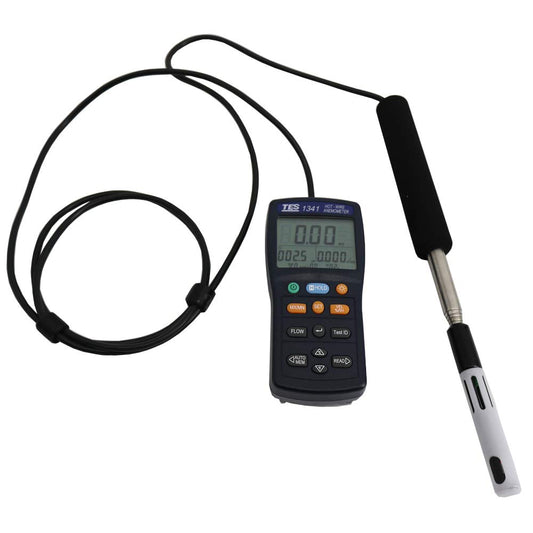Graigar TES-1341N Hot-Wire Anemometer Hot Wire Thermo Anemometer Air Flow Air Velocity Tester with USB Interface