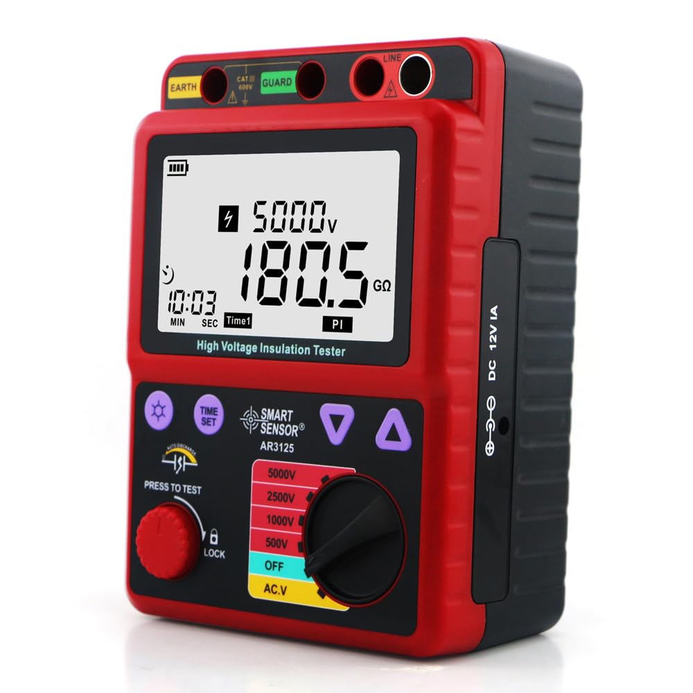 Smart Sensor AR3125 High Voltage Insulation Tester 5000V Digital Resistance Meter 0.0MΩ~1000GΩ