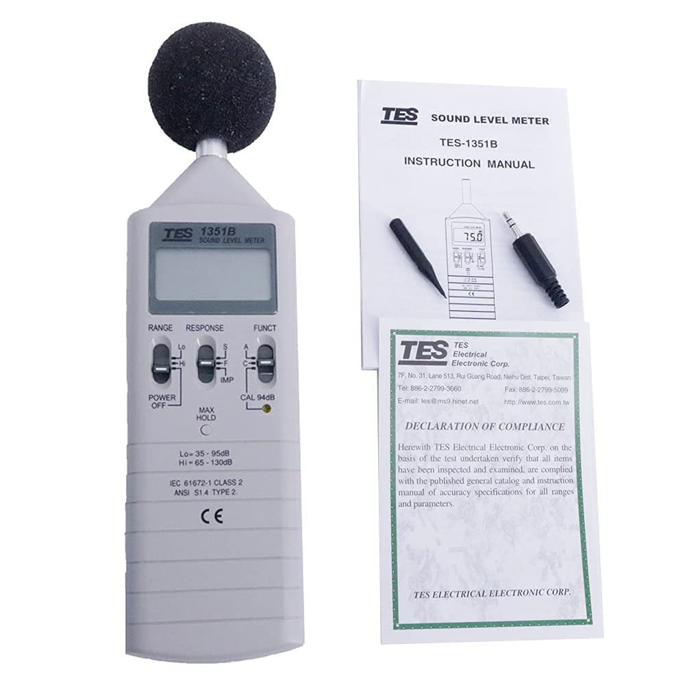 TES-1351B Digital Sound Level Meter 1.5Hz to 8KHz Noise Tester 30 to 130 dB Sound Analyzer