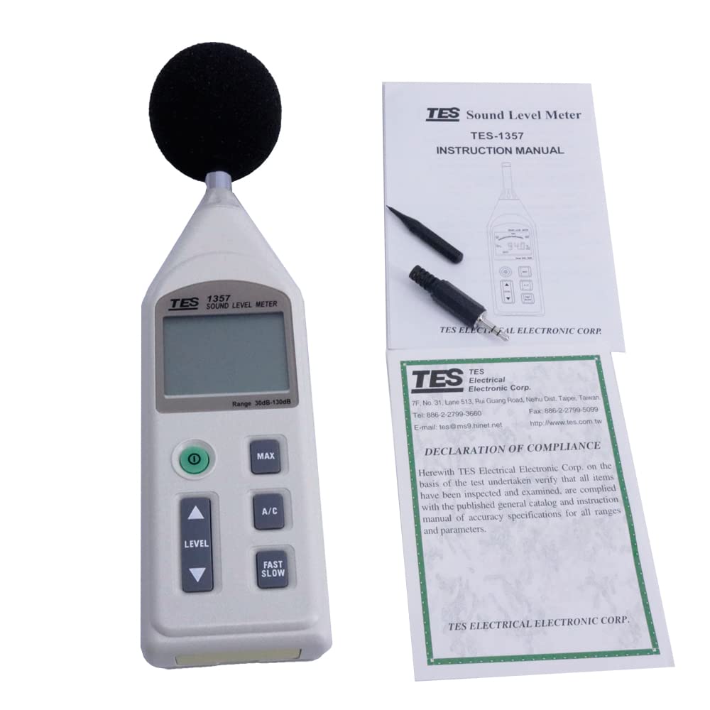 TES-1357 Precision Digital Sound Level Meter Noise Tester 31.5 Hz to 8KHz 30 to 130dB Noise Meter