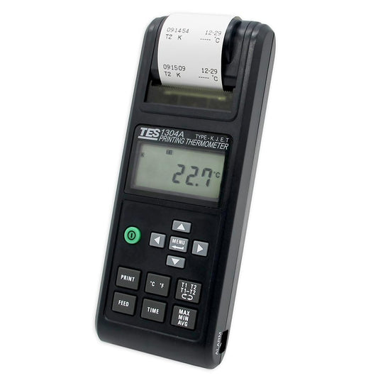 New TES-1304A K/J/E/T Type Printing Thermometer Dual Channels Thermocouple Temperature Meter