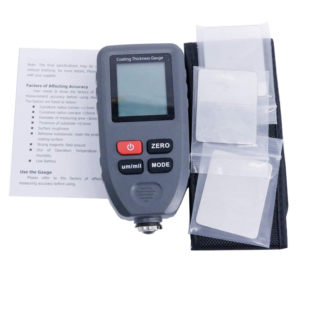 Graigar Digital Coating Thickness Gauge TC100 Paint Coating Thickness Meter Fe/NFe 0-1.25mm with LCD Display Electroplate Feeler Tester