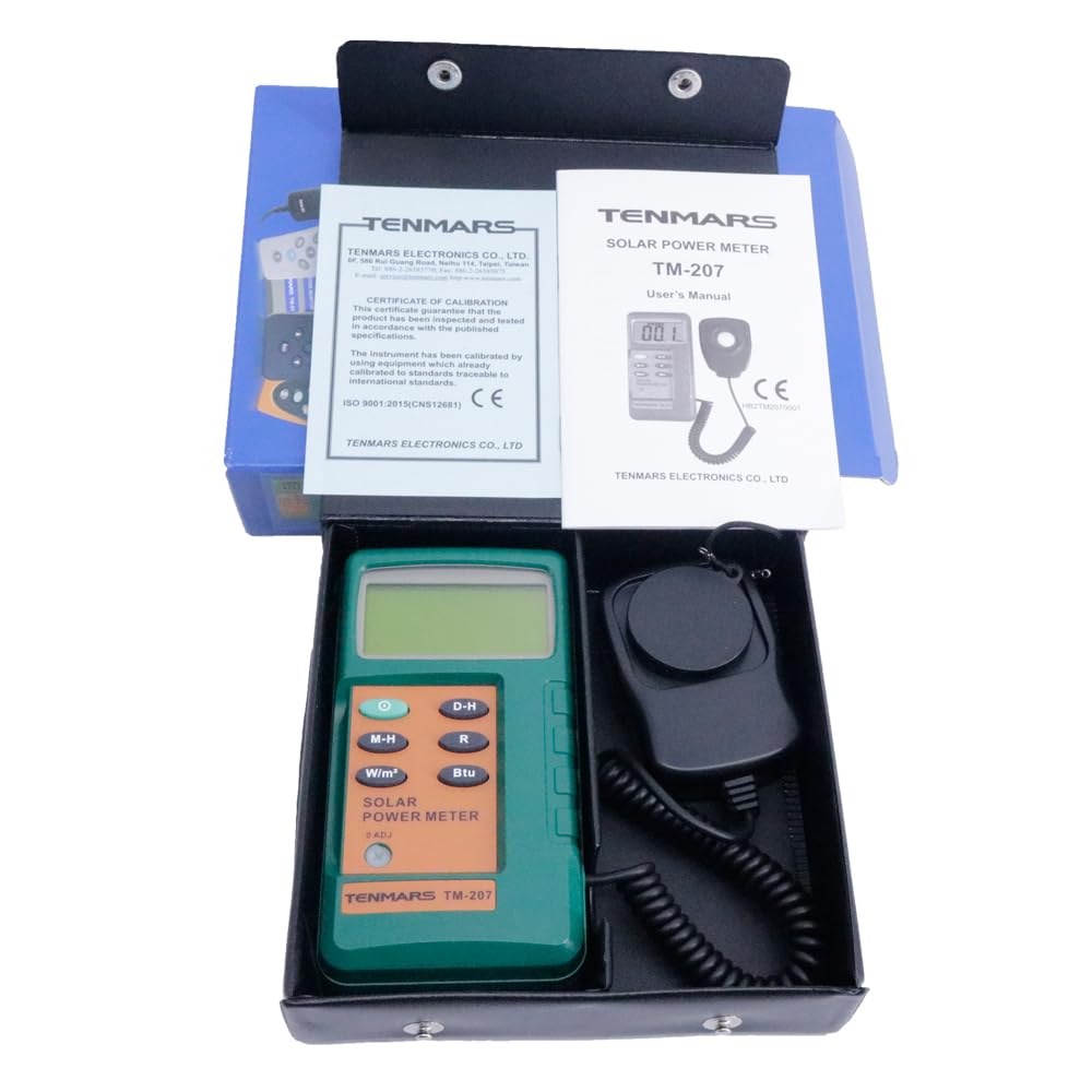 Tenmars TM-207 Solar Power Meter Solar Radiation Measurement with 2000W/m2,634 BTU /(ft2*h) TM207