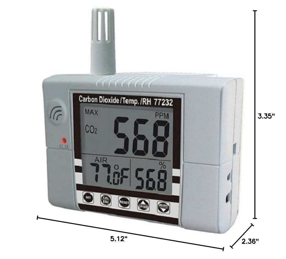 AZ77232 Wall-Mounted CO2 Humidity Meter Carbon Dioxide Tester Indoor Air Quality Monitor with Relay