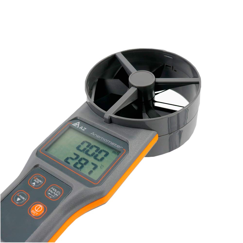AZ8919 10cm Vane Digital Anemometer Air Velocity Tester Dew Point & Wet Bulb Temperature Meter Air Volume Tester Range 0.2~30m/s