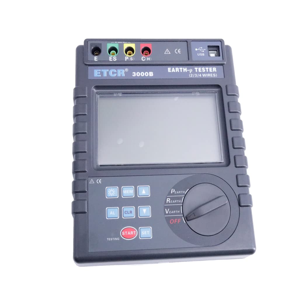 ETCR3000B Earth Resistance Soil Resistivity Tester Earth Voltage AC Voltage Tester 2/3/4 Wires Earth Tester 0-600V 0-30.00kΩ