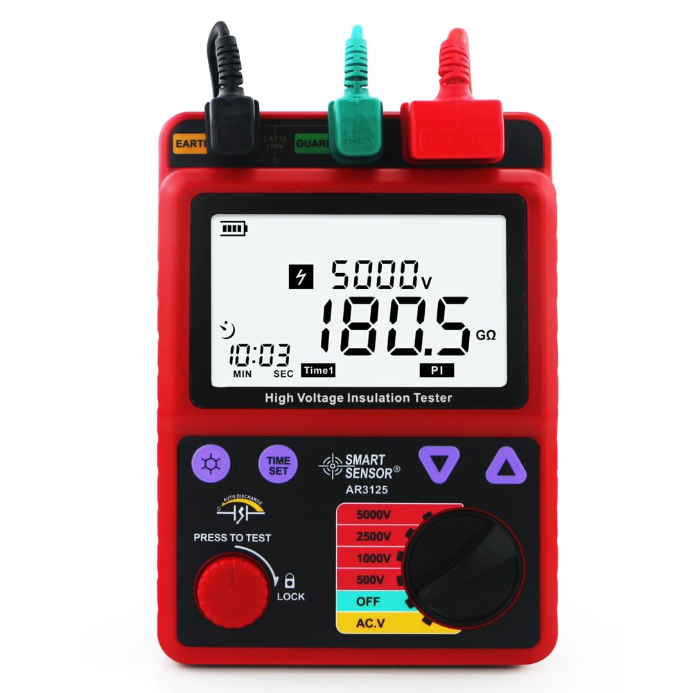 Smart Sensor AR3125 High Voltage Insulation Tester 5000V Digital Resistance Meter 0.0MΩ~1000GΩ