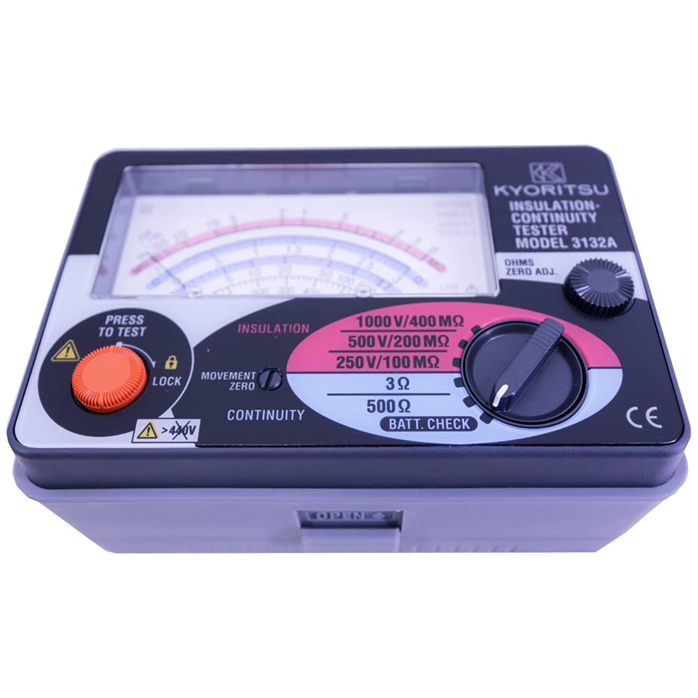 Kyoritsu3132A Analogue Insulation Continuity Tester Resistance Measuring Range 100MOhm/200MOhm/400MOhm KEW3132A