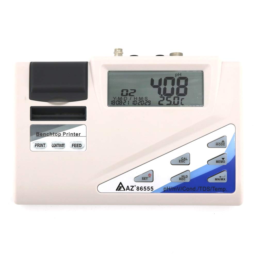 AZ86555 Benchtop Water Quality Meter pH/ORP/Cond./TDS/Salinity Tester with Printer Digital Water Analyzer