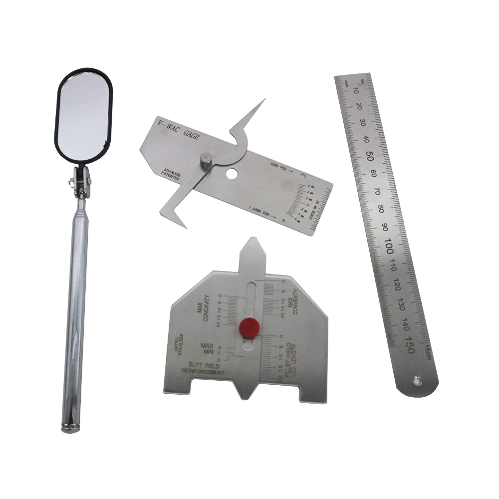 7 Pieces Stainless Steel Welding Gauge Kit Welding Measure Tool Micrometer Magnifier Fillet Weld Gauge