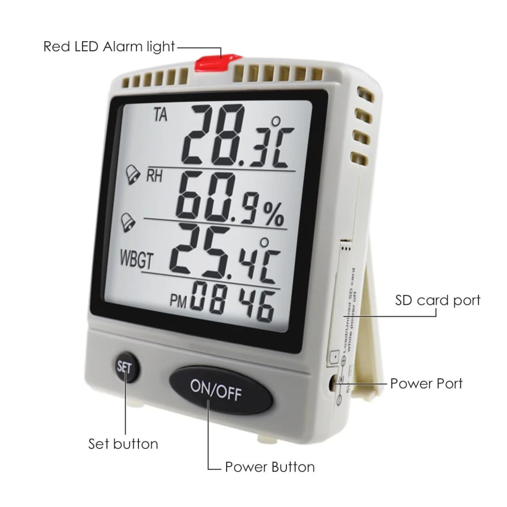 AZ87797 Desktop Heat Stress WBGT Data Logger Wet Bulb Globe Temperature Meter Digital WBGT Meter with SD Card