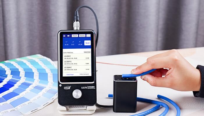 LS178 Portable Spectrophotometer 1mm Small Aperture Split Probe Color Analyzer Touch Screen Color Difference Meter with APP and Software