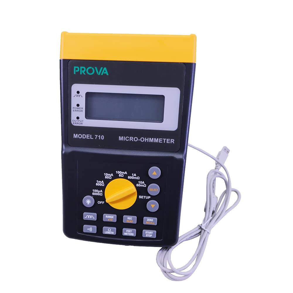 PROVA710 Micro-Ohmmeter Resistance Tester 10A (60mOhm) Max. Test Current Basic Accuracy 0.25% PROVA-710