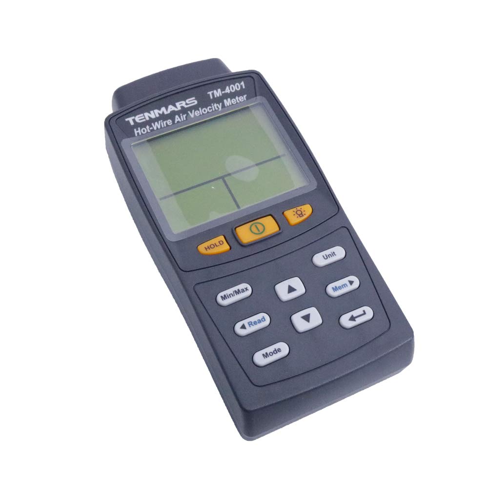TENMARS TM-4001 Digital Hot Wire Anemometer Air Flow Air Velocity Temperature Tester with 1.5M Cable Probe