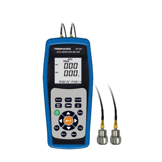Tenmars ST-141 Dual Channel Vibration Meter Tester Digital Vibrometer Velocity Range 0.5~199.9mm/s