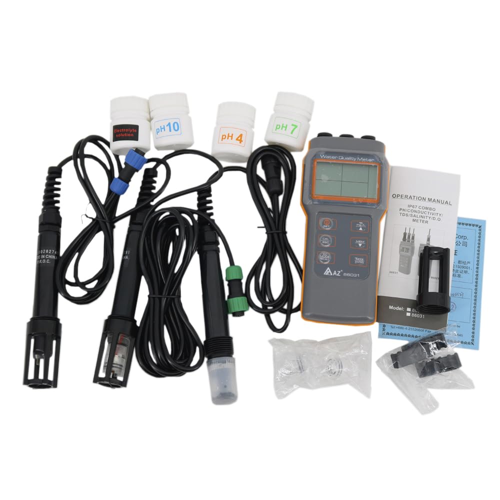 Graigar AZ86031 Multifunctional Water Quality Meter Dissolved Oxygen Tester PH Meter Conductivity Salinity Meter Temperature Meter All in 1