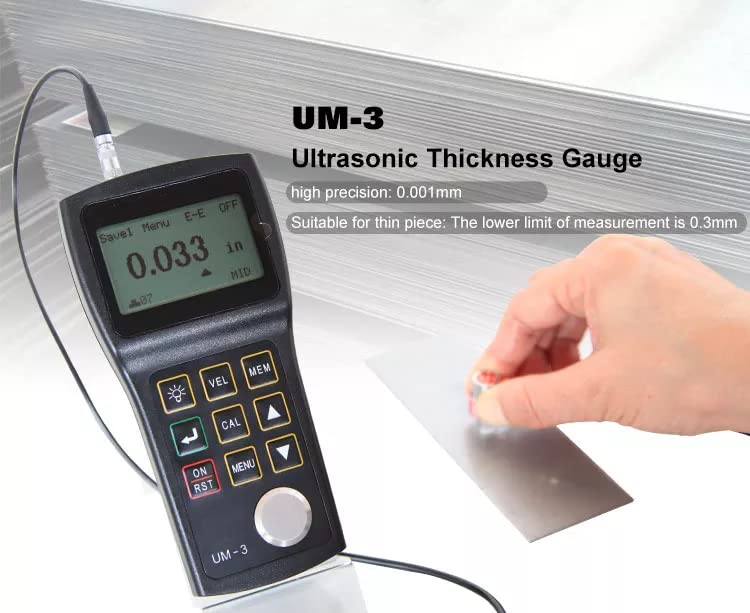 UM-3 Digital Ultrasonic Thickness Gauge for Thin Steel Plate Thickness Measurement 0.001mm Resolution with D15A Probe