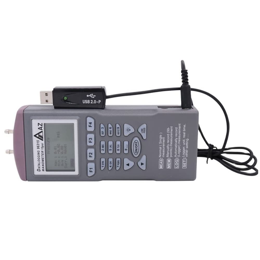 AZ96315 Manometer Recorder Digital Differential Pressure Manometer Data Logger 15 PSI