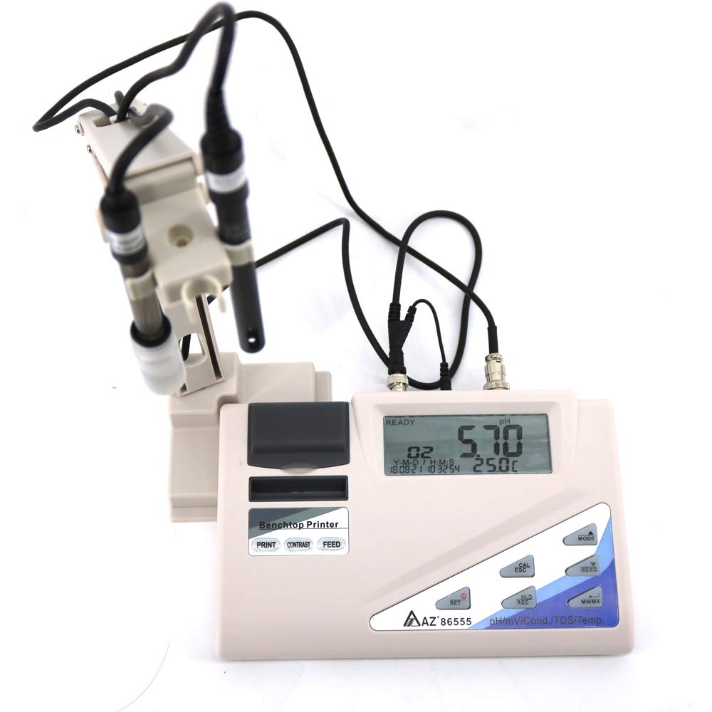 AZ86555 Benchtop Water Quality Meter pH/ORP/Cond./TDS/Salinity Tester with Printer Digital Water Analyzer