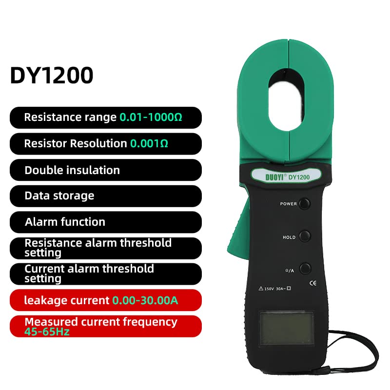 DY1200 Digital Clamp-on Ground Resistance Tester 0.01 to 1000Ohm Portable Earth Ohm Meter